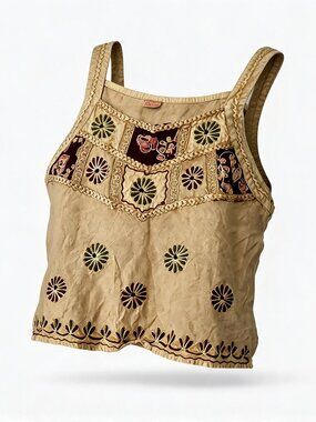 Elegant Tan and Black Hand Embroidered 2 PC Set
